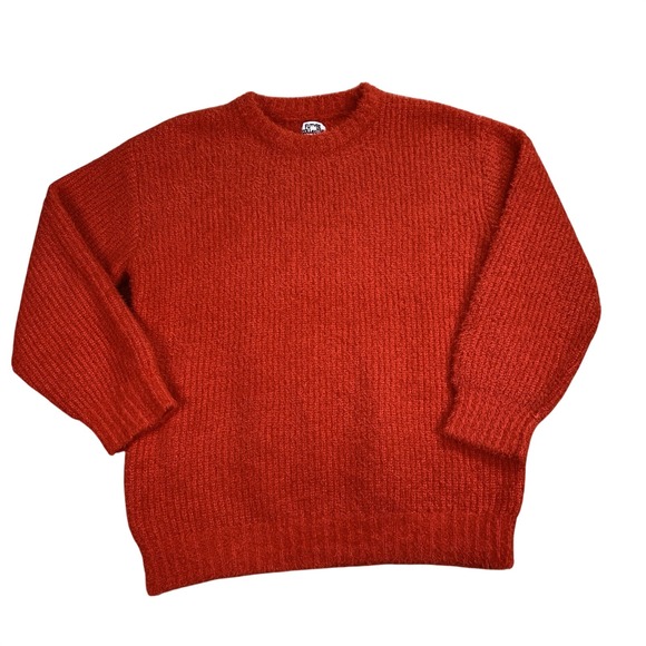 Future Collective Sweaters - Future Collective Red Fuzzy Knit Sweater Womens Large Crewneck Cozy